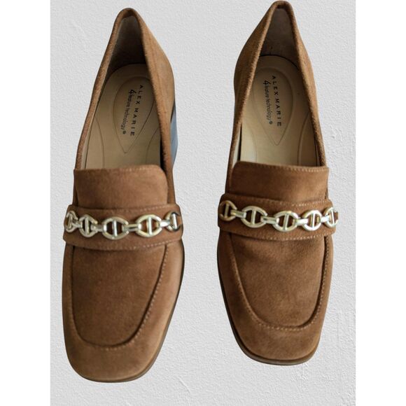 Alex Marie Farin loafer pump suede leather pilgrim heel shoes   Sz 8.5 - Picture 4 of 10